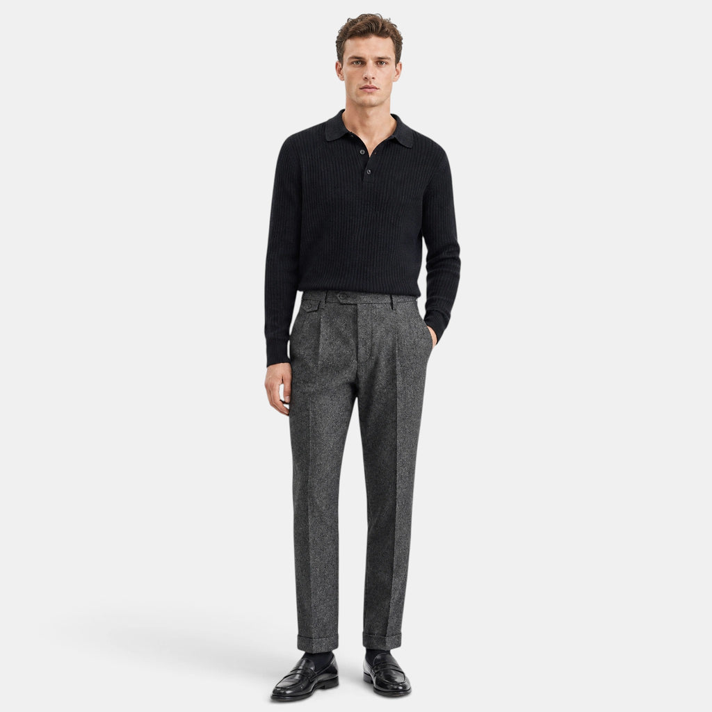 Men's Trousers with Pleated Front and Turn Up Hem