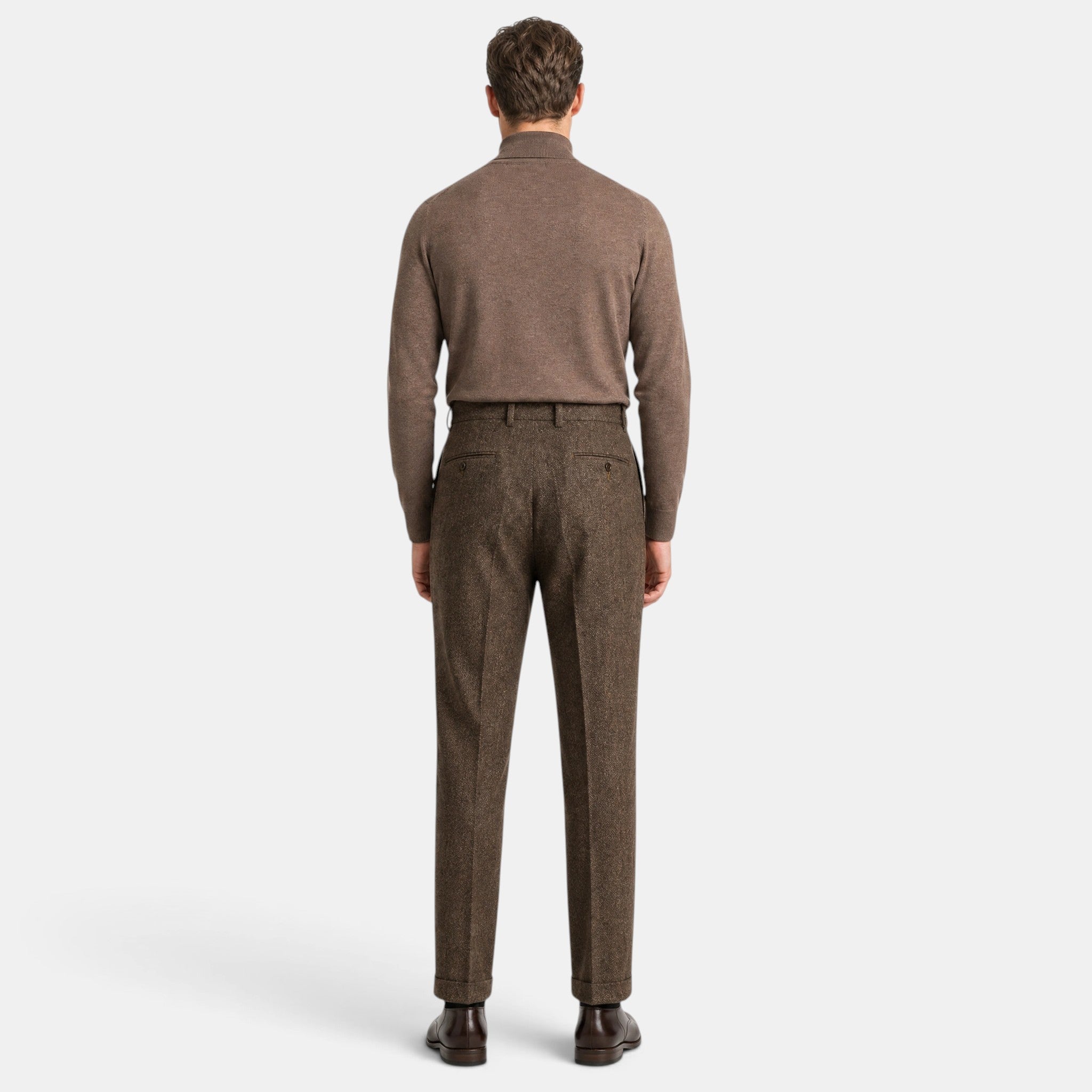 Men's Trousers with Pleated Front and Turn Up Hem