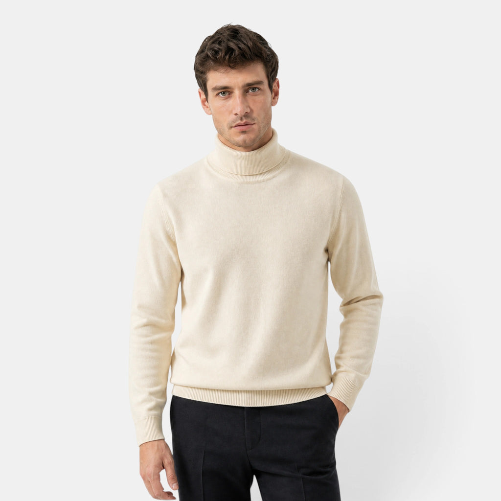 Men's Turtleneck Jumper with Long Sleeves and Ribbed Cuffs
