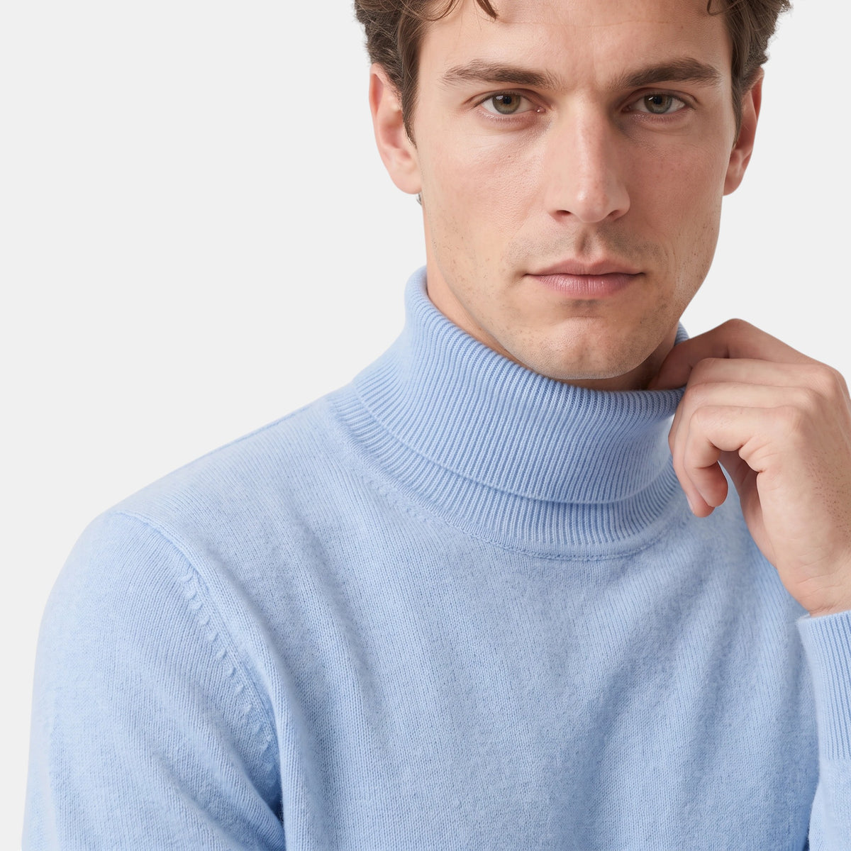 Men's Turtleneck Jumper with Long Sleeves and Ribbed Cuffs