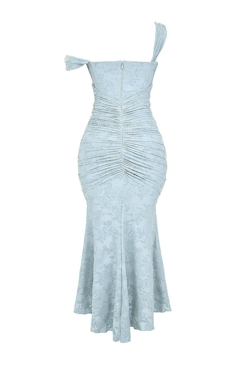 Sleeveless Corset Jacquard Lace Mermaid Dress with High-Low Hem for Women