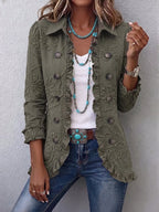 Women’s Boho-Chic Floral Embroidered Ruffled Utility Jacket for Any Occasion