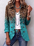Women's Leopard Ombre Ruched Blazer Jacket for Every Occasion