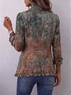 Women's Gradient Textured Print Ruffled Jacket for Every Occasion