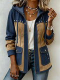 Women’s Patchwork Hooded Jacket for Versatile Styling