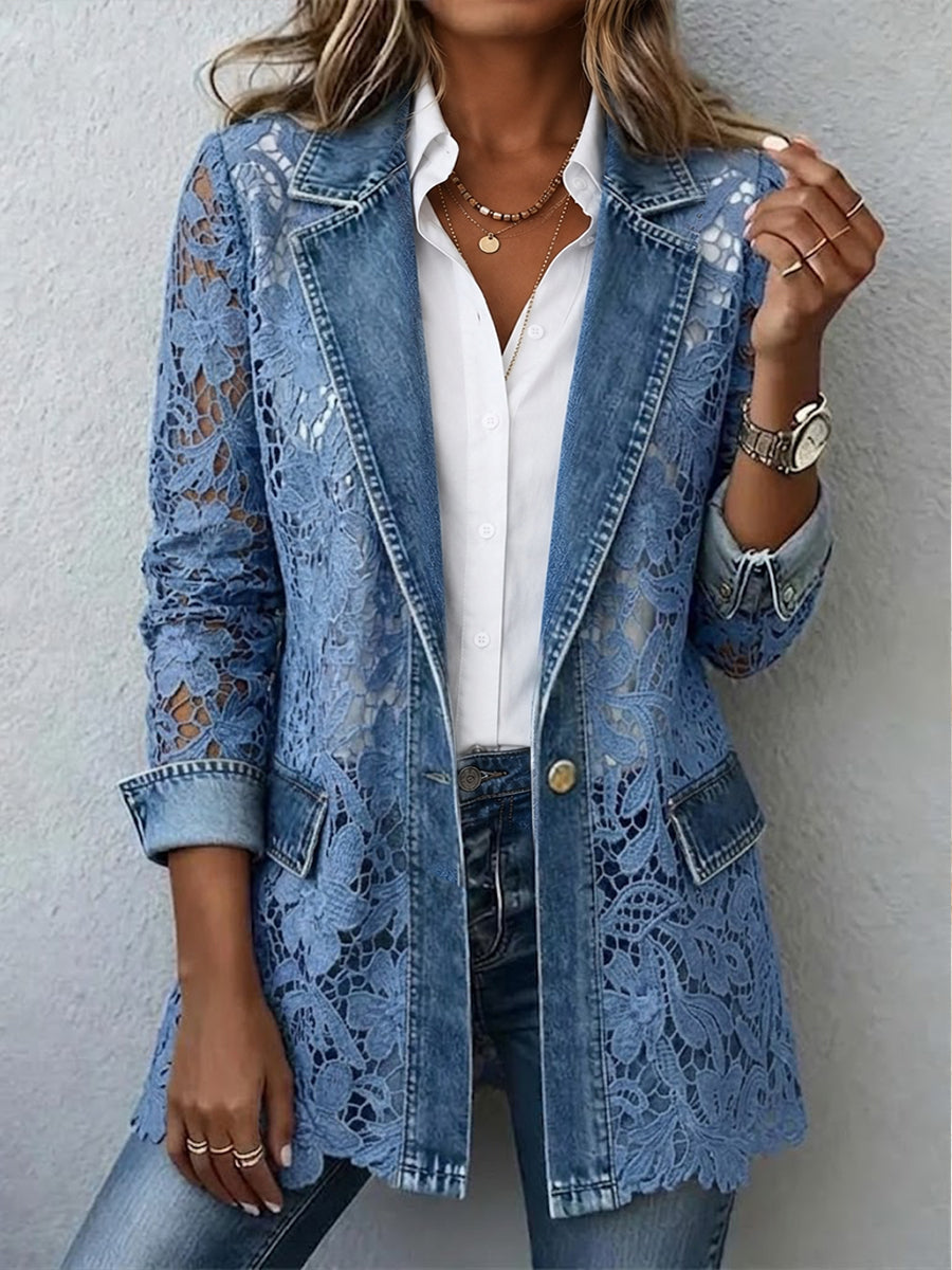 Women's Floral Lace Panel Blazer Jacket for Every Occasion