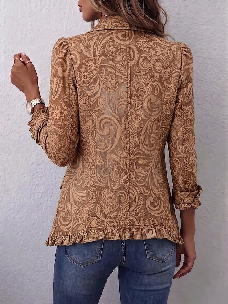 Women's Vintage Bohemian Flower Print Pleated Jacket for Every Occasion