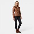Women's Hooded Leather Jacket Slim Fit Zip Up Coat SnugBubs Australia