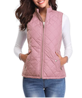 Quilted Zip Front Women's Vest with Stand Collar and Pockets