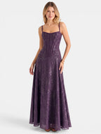 Gleamond | Spaghetti Strap Chiffon Floral Formal Dress Gleamond