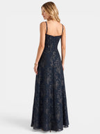 Gleamond | Spaghetti Strap Chiffon Floral Formal Dress Gleamond
