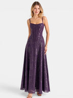 Gleamond | Spaghetti Strap Chiffon Floral Formal Dress Gleamond
