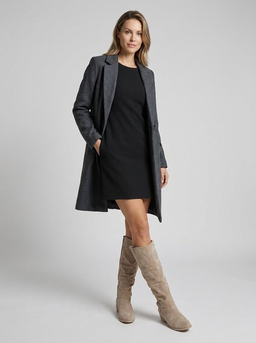 Chic Knee-High Suede Boots for Women with Pleated Design and Low Block Heel