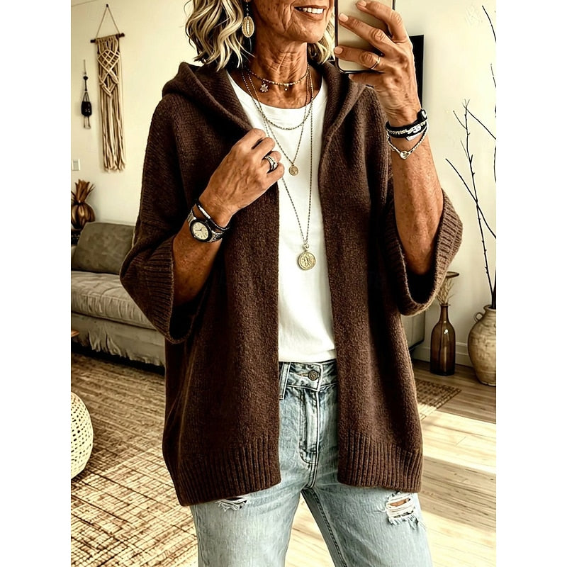 Women's Cozy Hooded Open-Front Cardigan for Everyday Style