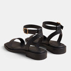 Women's Adjustable Strap Sandals with Buckle and Low Heel