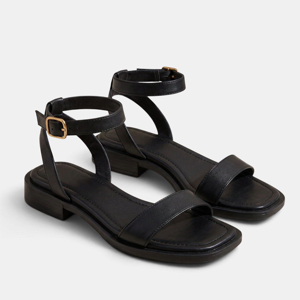 Women's Adjustable Strap Sandals with Buckle and Low Heel