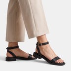 Women's Adjustable Strap Sandals with Buckle and Low Heel