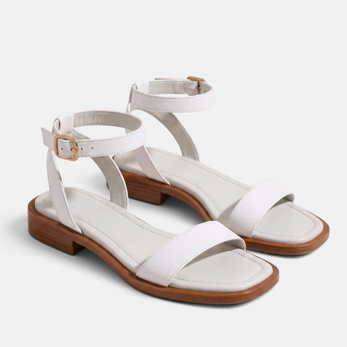 Women's Adjustable Strap Sandals with Buckle and Low Heel