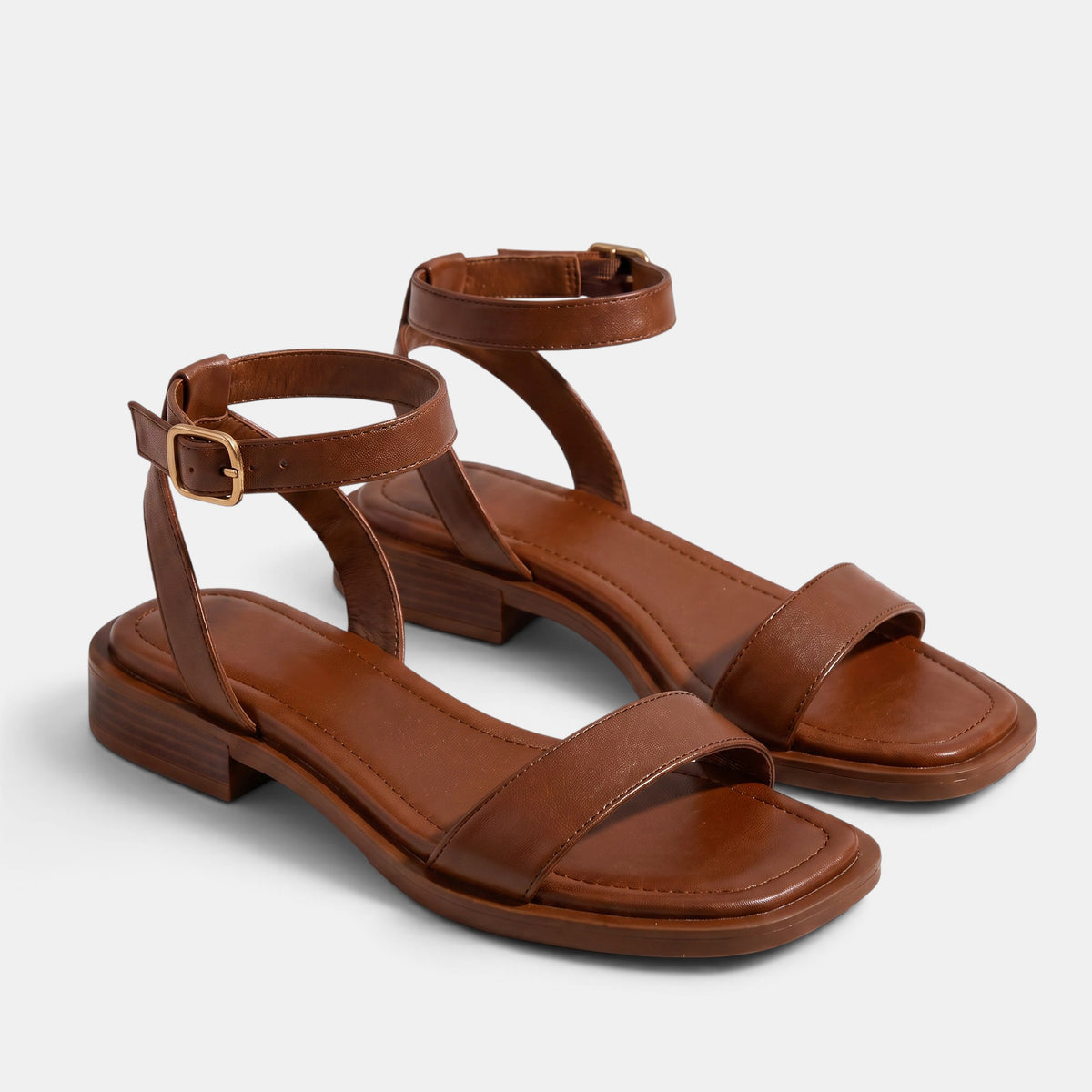 Women's Adjustable Strap Sandals with Buckle and Low Heel