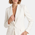 Women's Blazer and Trousers Set with Notch Lapel, Single Button and Wide Leg Trousers