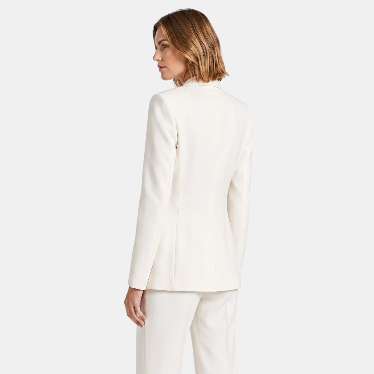 Women's Blazer and Trousers Set with Notch Lapel, Single Button and Wide Leg Trousers