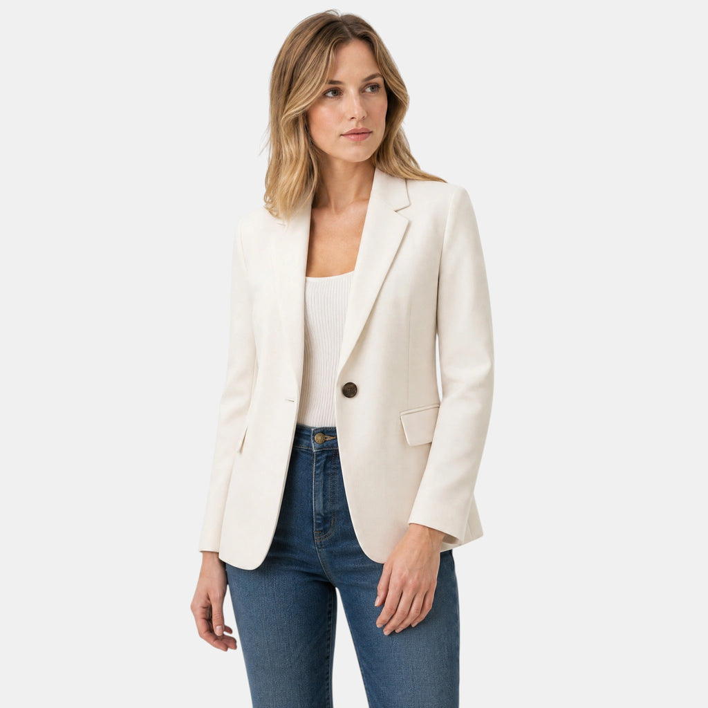 Women's Blazer with Single Button Closure and Notch Lapel