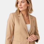 Women's Blazer with Single Button Closure and Notch Lapel