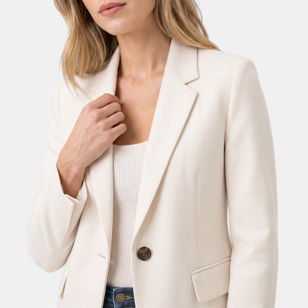 Women's Blazer with Single Button Closure and Notch Lapel