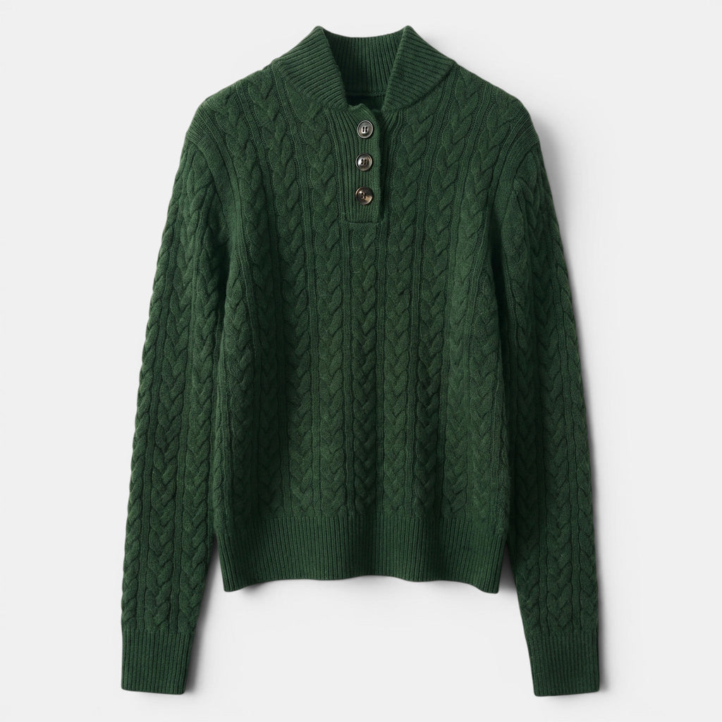 Women's Cable Knit Sweater Button Collar Classic Fit SnugBubs Australia