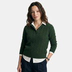 Women's Cable Knit Sweater Button Collar Classic Fit SnugBubs Australia
