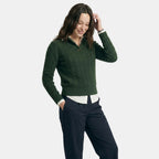 Women's Cable Knit Sweater Button Collar Classic Fit SnugBubs Australia