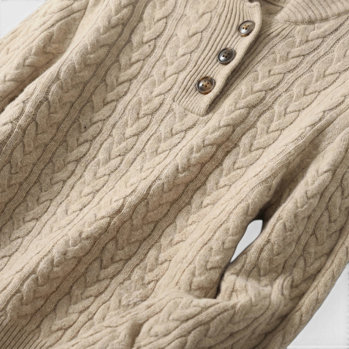 Women's Cable Knit Sweater Button Collar Classic Fit SnugBubs Australia