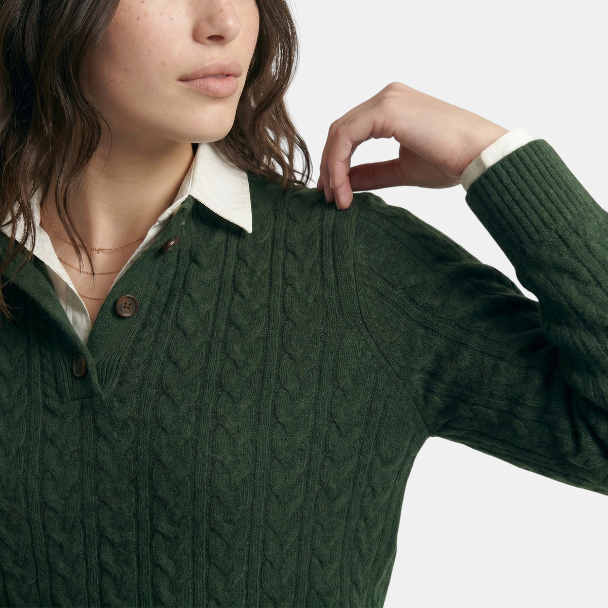 Women's Cable Knit Sweater Button Collar Classic Fit SnugBubs Australia