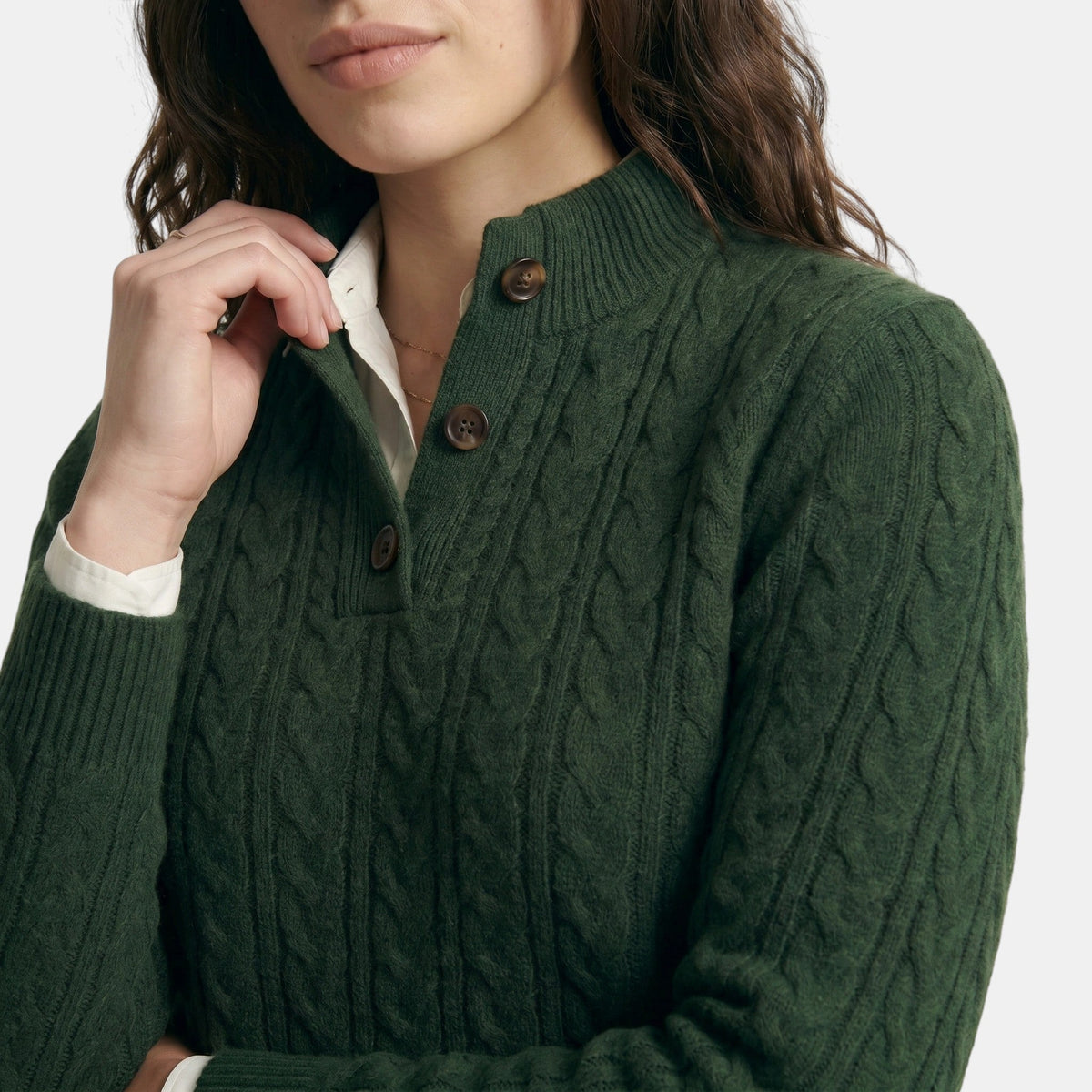 Women's Cable Knit Sweater Button Collar Classic Fit SnugBubs Australia