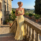 Women's Corset Maxi Dress with Spaghetti Straps and Floral Detail