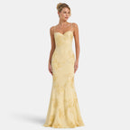 Women's Corset Maxi Dress with Spaghetti Straps and Floral Detail
