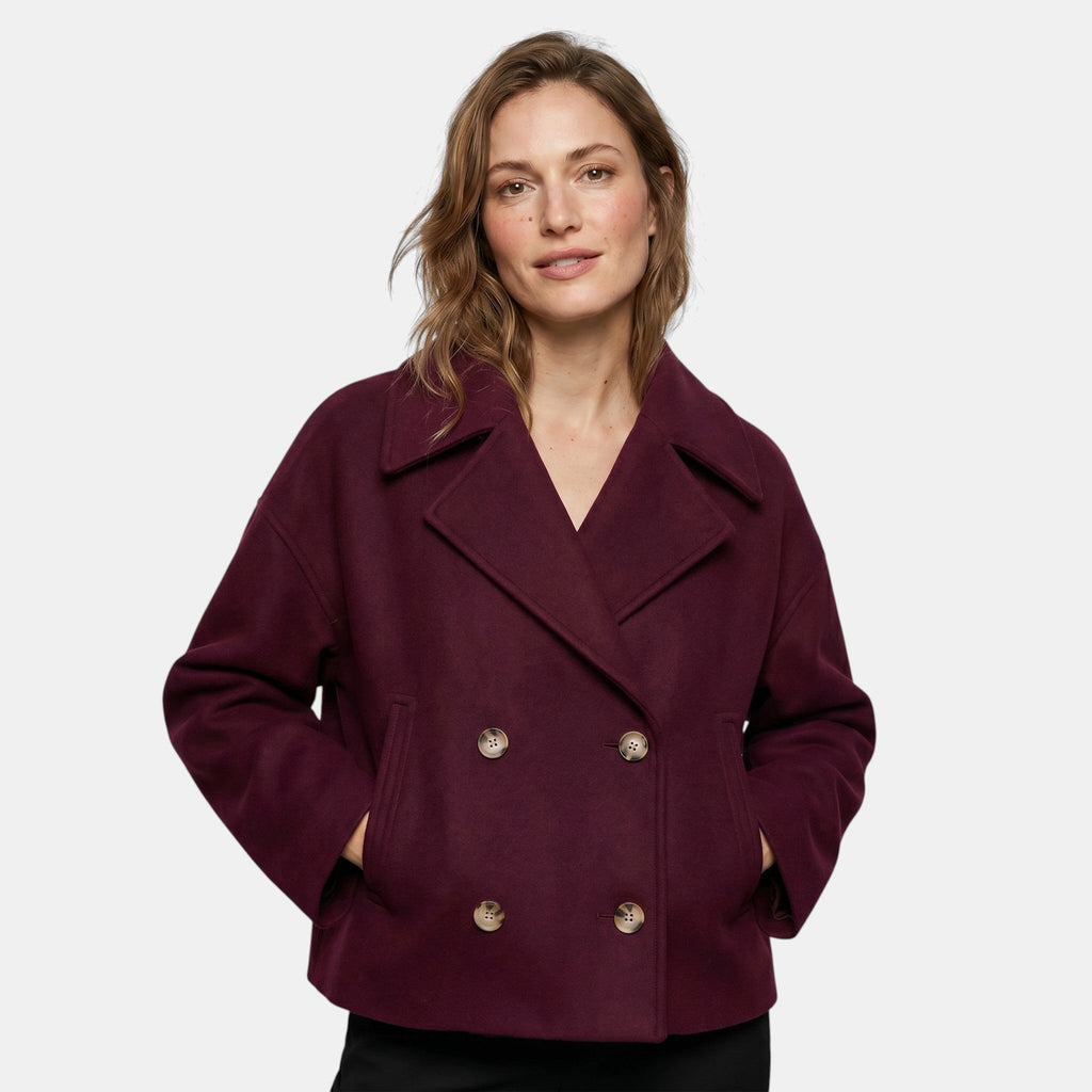 Women's Double Breasted Short Coat Elegant Office Jacket SnugBubs Australia