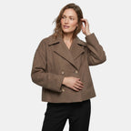 Women's Double Breasted Short Coat Elegant Office Jacket SnugBubs Australia