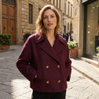 Women's Double Breasted Short Coat Elegant Office Jacket SnugBubs Australia