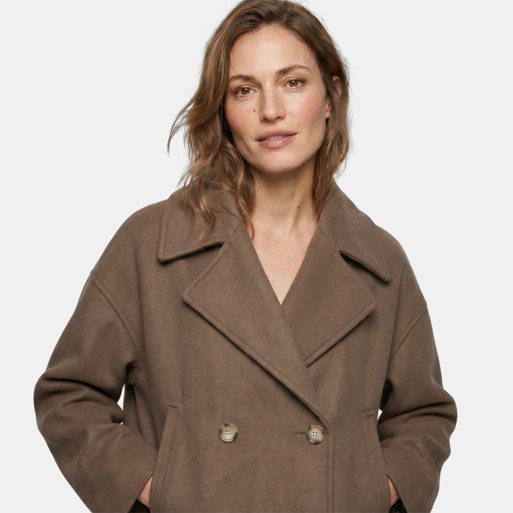 Women's Double Breasted Short Coat Elegant Office Jacket SnugBubs Australia
