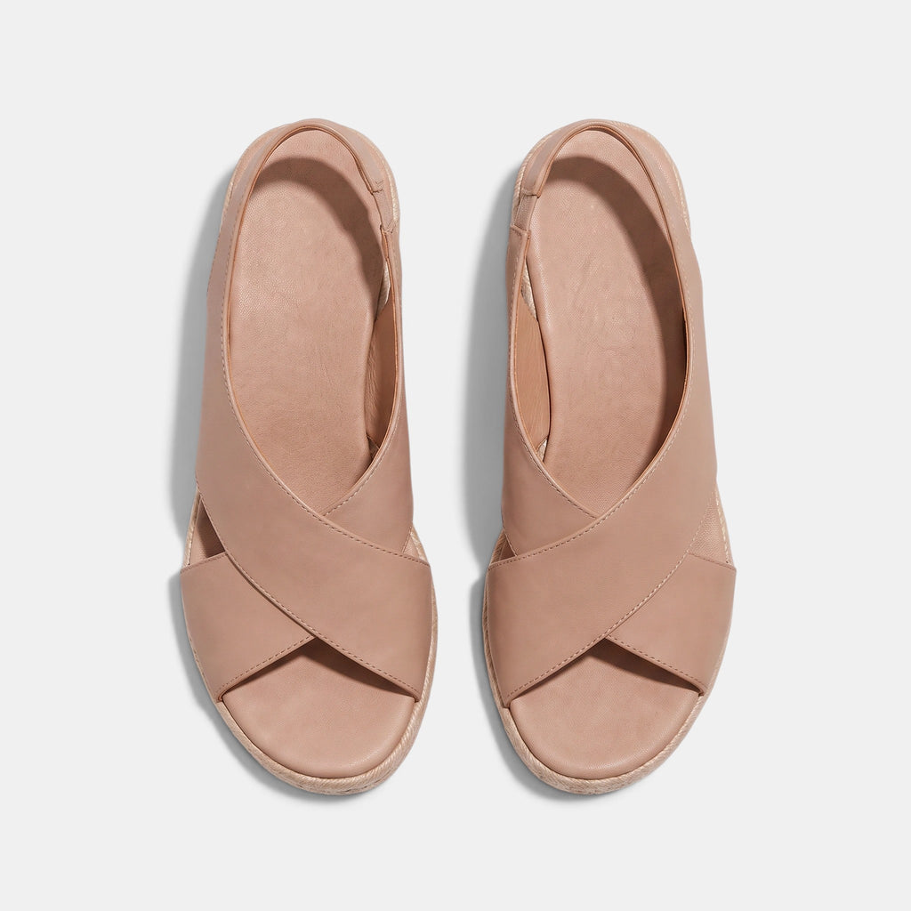 Women's Espadrille Wedge Sandals with Cross Strap Design and Open Toe