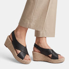 Women's Espadrille Wedge Sandals with Cross Strap Design and Open Toe