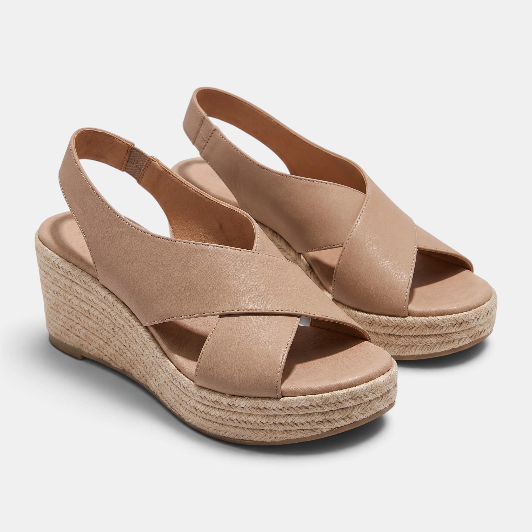 Women's Espadrille Wedge Sandals with Cross Strap Design and Open Toe