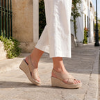 Women's Espadrille Wedge Sandals with Cross Strap Design and Open Toe