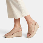 Women's Espadrille Wedge Sandals with Cross Strap Design and Open Toe
