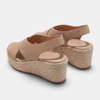 Women's Espadrille Wedge Sandals with Cross Strap Design and Open Toe