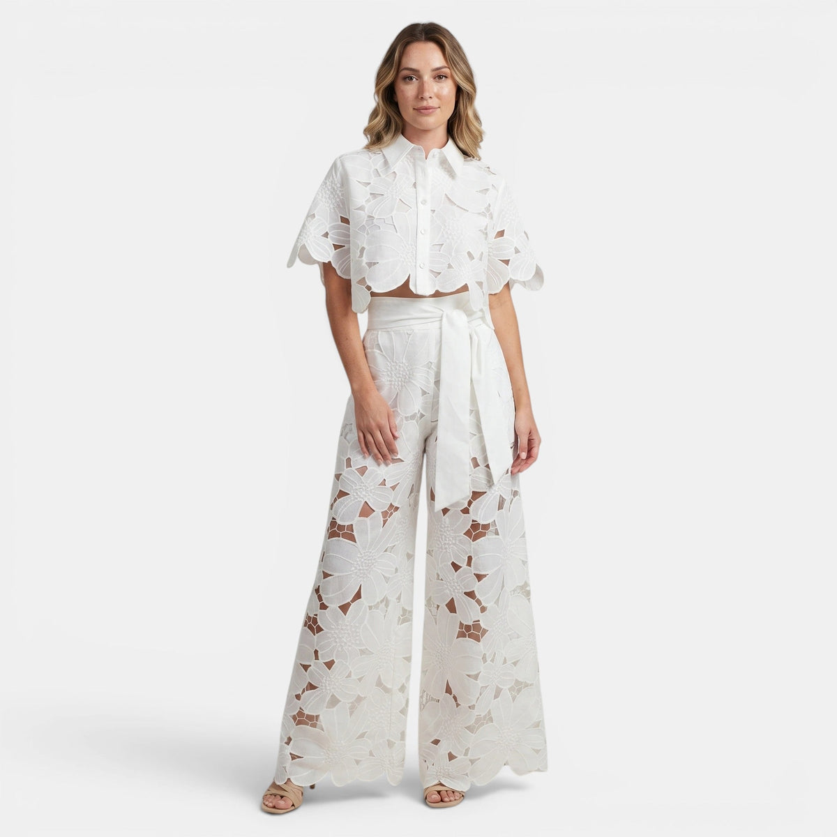 Women's Floral Cut Out Two Piece Set Elegant Summer Outfit SnugBubs Australia
