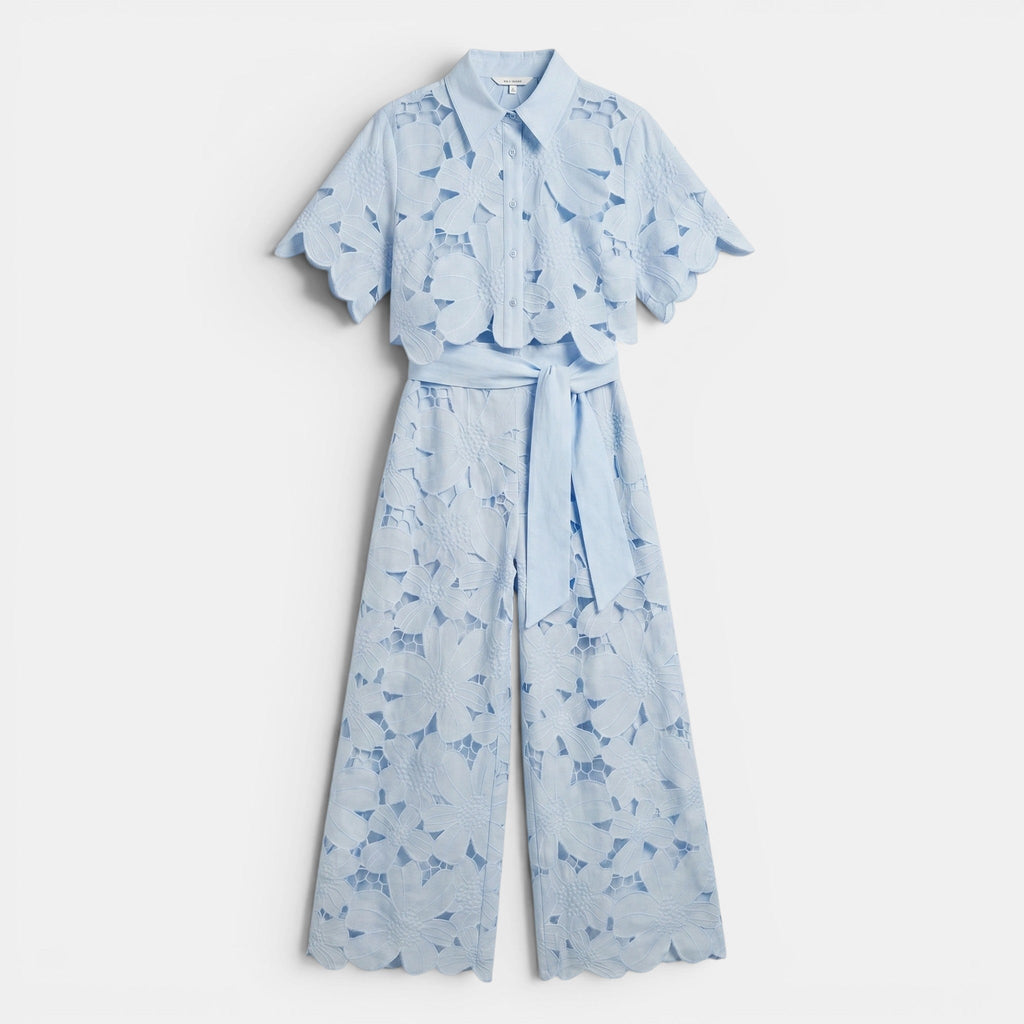 Women's Floral Cut Out Two Piece Set Elegant Summer Outfit SnugBubs Australia