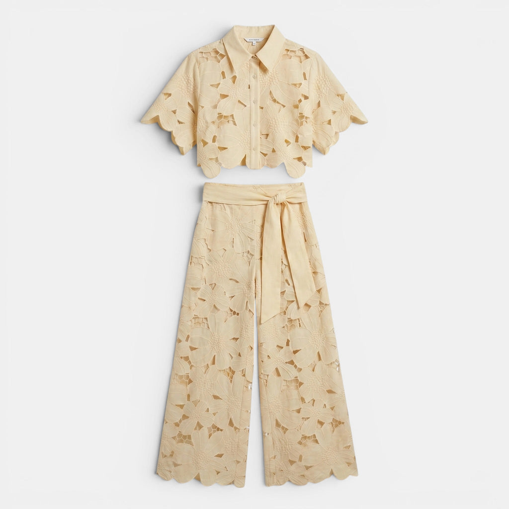 Women's Floral Cut Out Two Piece Set Elegant Summer Outfit SnugBubs Australia