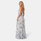 Women's Floral Maxi Dress with Spaghetti Straps and Ruffle Detail